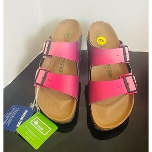 Birkenstock Arizona Vegan Pink Ombre Buckle Sandals L 9 M 7 NWT